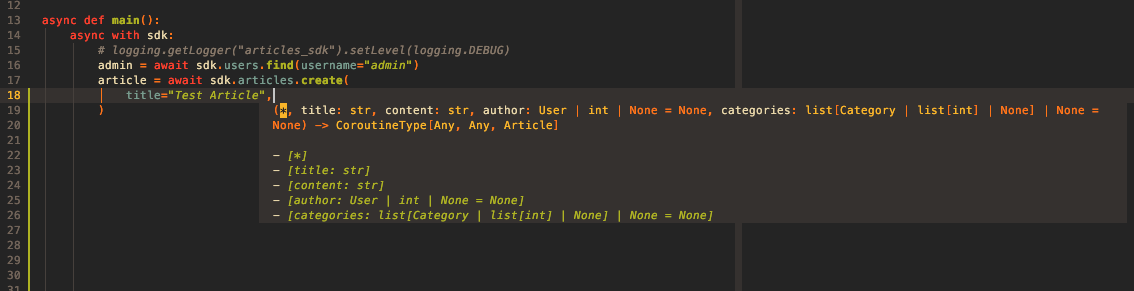 IDE autocomplete